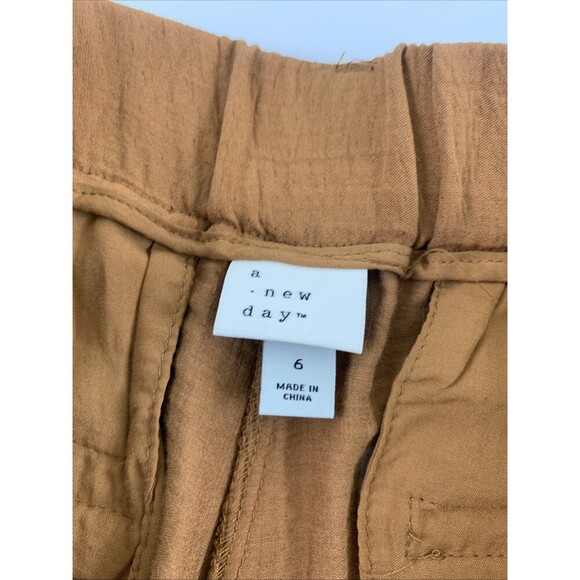 A New Day Crepe Trouser High Waist Wide Leg Rayon Pleated Front Brown Womens 6 - Picture 8 of 15